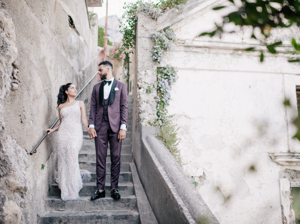 Beautiful Staircase Wedding Portrait at Villa Magia Positano